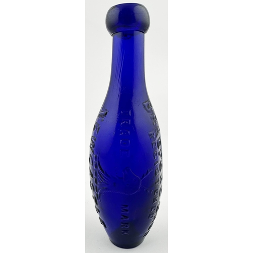 514 - BRADFORD BROS NEWCASTLE FLAT BOTTOMED HAMILTON BOTTLE. Blues book p35. 7.4ins tall. Bright cobalt bl... 