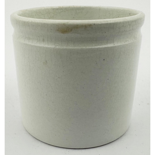 529 - BIRMINGHAM NO NAME OINTMENT POT. 1.6ins tall. All white body, very crisp, clear & sharp transfer, ho... 