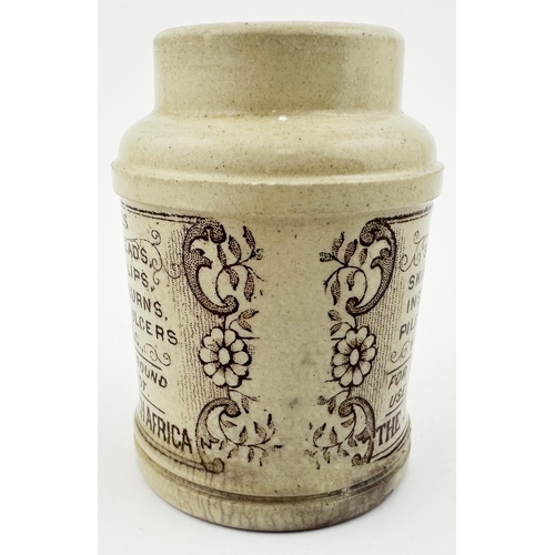 531 - LONDON & SOUTH AFRICA STAR CARBOLIC OINTMENT POT. 2.5ins tall. Heavy off white body, sepia/ brown tr... 