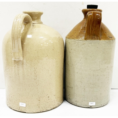 26 - FLAGON DUO. Tallest 10.5ins. Inc. RADAMS MICROBE KILLER plus LANCASHIRE BREWERY. Damages. (2)