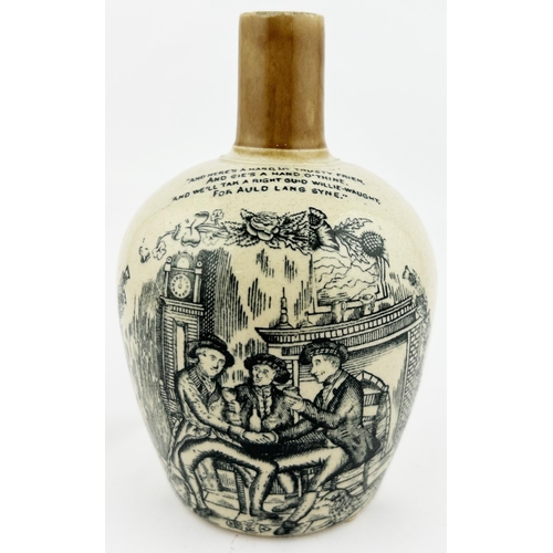 3 - AULD LANG SYNE WHISKY JUG. 7ins tall. Front & rear transfer, handled. OFFILERS FINE ALES. Lip nibble... 