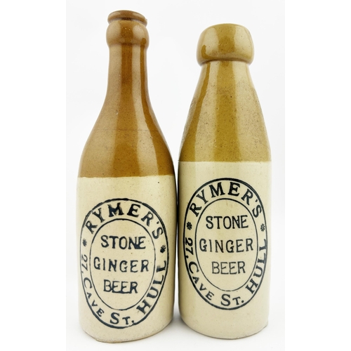 50 - HULL GINGER BEER DUO. 8ins tall. Both RYMERS, various shapes. Mint.