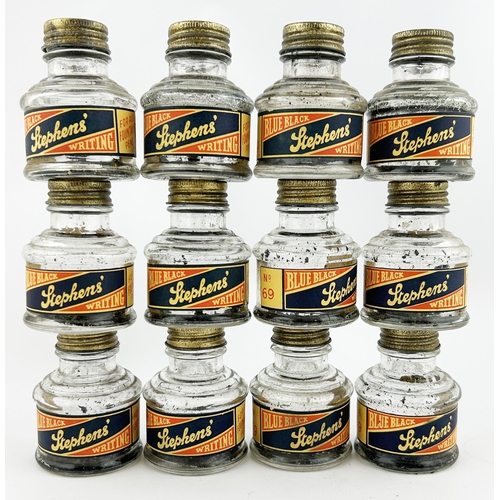 58 - BOXED STEPHENS INKS. Paper label, 12 bottles, No 69 blue black. Worn/ rusting.