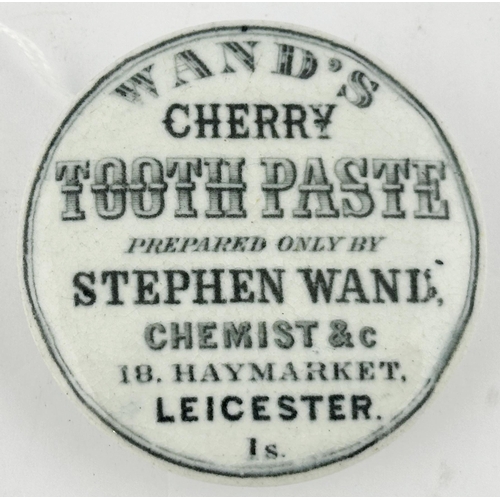 27 - LEICESTER POT LID. (APL pg228,15) 2.6ins diam. Light smudged black transfer with solid line borders.... 