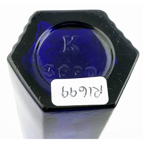 599 - LIVERPOOL NICOTICIDE BOTTLE. (DP, Hex 13, pp7). 6ins tall. Magnificent deep/ bright, cobalt blue poi... 