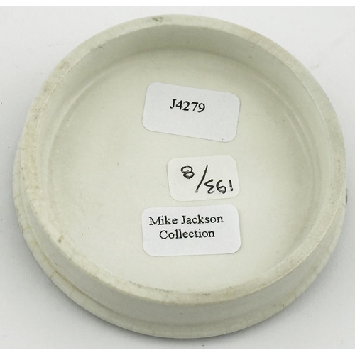 605 - ISLE OF MAN POT LID. (APL p193, 8) 2.3ins diam. Smaller of the two sizes known. T.m to top centre wi... 