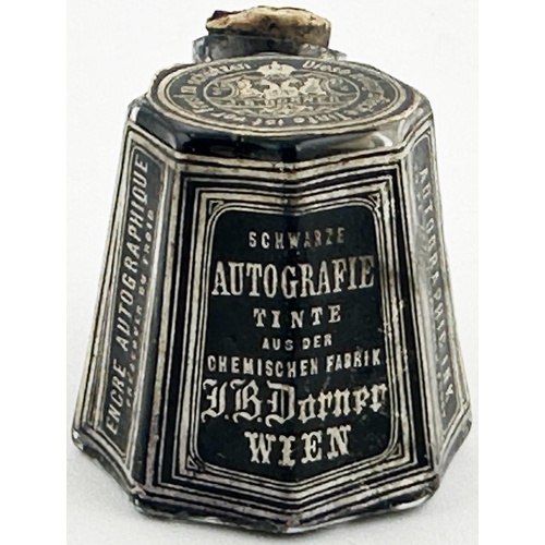 623 - LABELLED TEAKETTLE FOUNTAIN INK BOTTLE. (Inks book T10.15.2, p363). 1.45ins tall. Extremely rare min... 