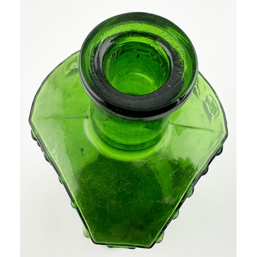 650 - TAYLORS PATENT POISON BOTTLE. 8.4ins tall (20oz). Bright mid emerald green glass. One half semi circ... 