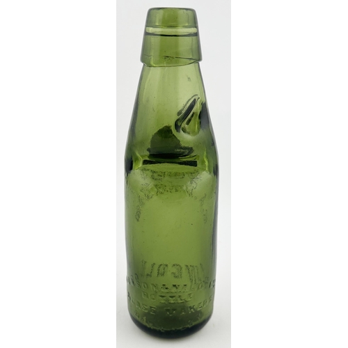 652 - LINCOLN CODD BOTTLE. 7.5ins tall. Dark green 6oz, embossed. R.A.DOBSON. Rear reads DOBSON & NALL LTD... 