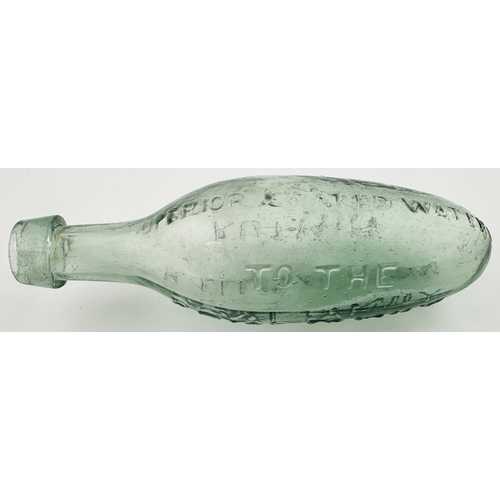 661 - RUTHIN HAMILTON. 8.5ins long. Aqua glass, square lipped, embossed R. ELLIS AND SON/ RUTHIN/ MANUFACT... 