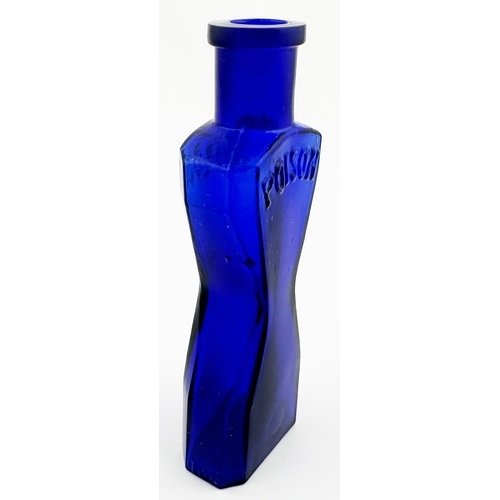 709 - STEPHENSONS PATENT POISON BOTTLE. (DP p30). 4.25ins tall. Cobalt blue. Distinctive waisted design (S... 