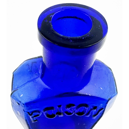 709 - STEPHENSONS PATENT POISON BOTTLE. (DP p30). 4.25ins tall. Cobalt blue. Distinctive waisted design (S... 