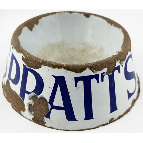 15 - SPRATTS ENAMEL DOG BOWL. 10.4ins diam., 4.1ins tall. Blue SPRATTS repeated twice around perimeter wi... 