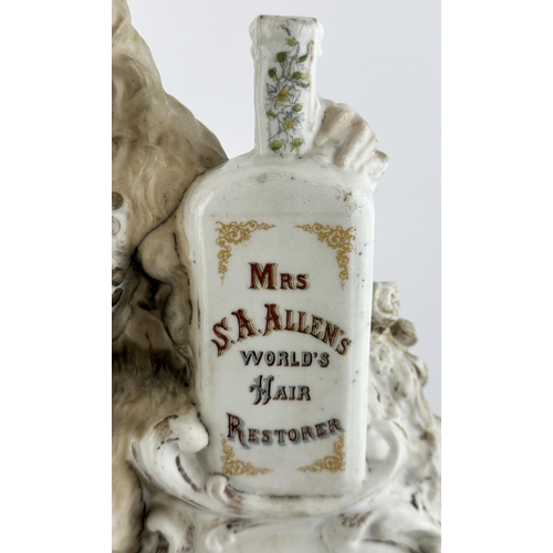 150 - MRS S A ALLENS WORLDS HAIR RESTORER SHOP ADVERTISING STATUETTE. 21ins tall. Superb large well modell... 