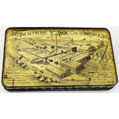 171 - ROWNTREES YORK GIFT TIN. 6.2 x 3.7ins. Circa. 1905 multi coloured pictorial chocolates tin depicting... 