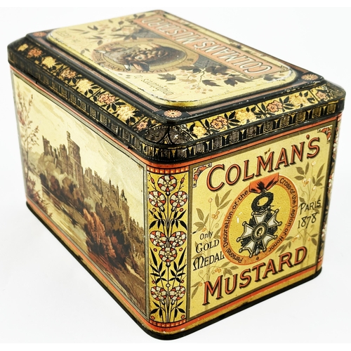 183 - COLMANS MUSTARD WINDSOR & EDINBURGH CASTLE TIN. 5.5 x 5.5 x 8.2ins. Familiar bulls head trade mark t... 