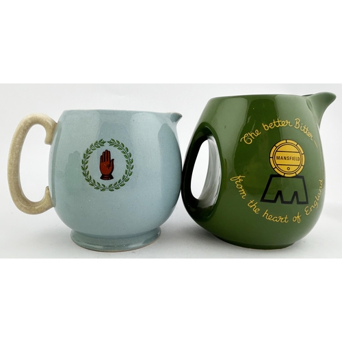 191 - MANSFIELD & ALLSOPPS BEER PUB JUG DUO. Tallest 4.8ins. The Allsopps is unusual in featuring just the... 