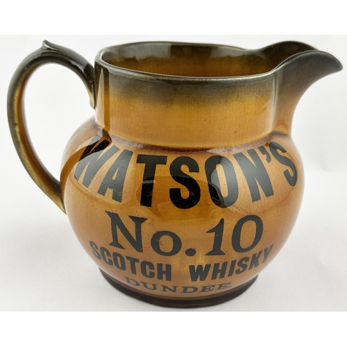 207 - WATSONS No 10 DUNDEE WHISKY WATER JUG. 5.3ins tall. Something of an all time classic of its particul... 