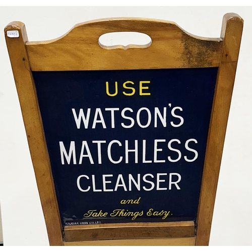 217 - WATSONS MATCHLESS CLEANSER & SPARKLA SOAP SHOP ADVERTISING CHAIR. 35.5 ins tall, 18ins front to back... 