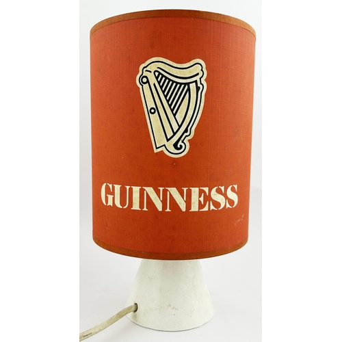 235 - GUINNESS HARP LAMP SHADE & BASE. 11.25ins. Orange shade, pictorial of harp & title each side. White ... 