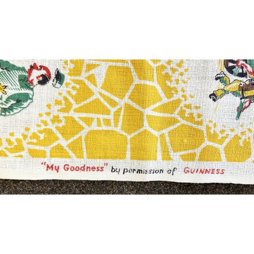 236 - GUINNESS MATERIAL. 106 x 47ins. Bright yellow pattern with animal & zoo keeper images all over. Some... 