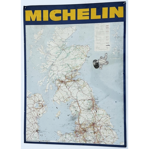 239 - MICHELIN ADVERTISING MAP TIN SIGN. 24.7 x 34.2ins. Thin metal garage sign advertising MICHELIN tyres... 