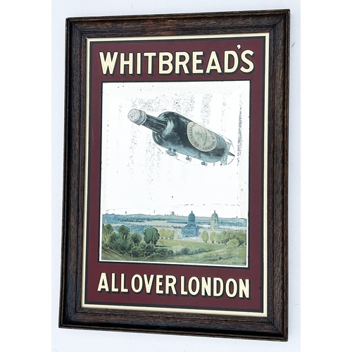 27 - WHITBREADS ALL OVER LONDON ADVERTISING MIRROR. Wooden frame 21.3 x 15.3ins. Imaginatively adorned be... 