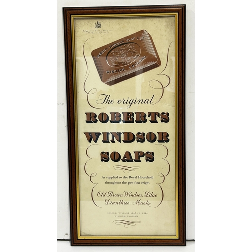 273 - ROBERTS WINDSOR SOAPS WOODEN FRAMED SHOP INTERIOR ADVERTISEMENT. 12.25 x 25ins. Large embossed block... 