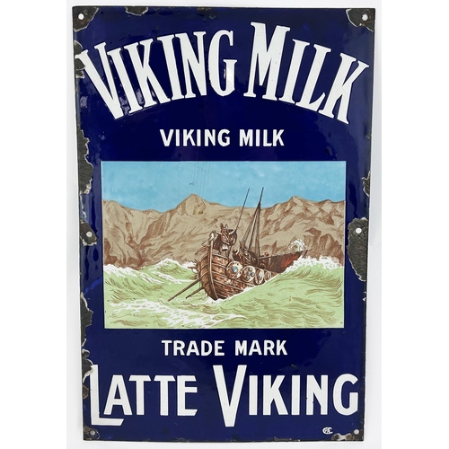 274 - VIKING MILK ENAMEL SIGN. 12 x 18ins. An outstanding pictorial enamel sign, believed the only known s... 