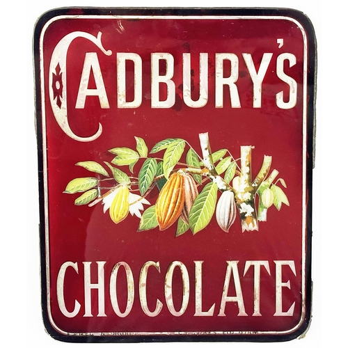 275 - CADBURYS CHOCOLATE GLASS SIGN. 11 x 8.8ins. An absolutely stunning and exceptional, curve edged, gla... 