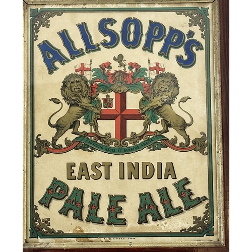 288 - ALLSOPPS PALE ALE FRAMED SHOWCARD. 13 x 16ins. Striking/ strong colours ALLSOPPS/ EAST INDIA/ PALE A... 