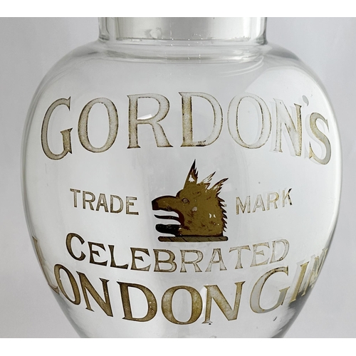 290 - GORDONS CELEBRATED GIN DISPENSER. 28ins tall. Magnificent back bar dispenser. Finial foot, bow sided... 