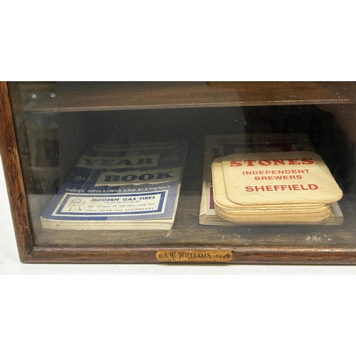 40 - WILLIAM RODGERS SHEFFIELD ADVERTISING CABINET FOR KNIVES & SHEFFIELD EPHEMERA. 10 x 12 x 9.5ins. An ... 