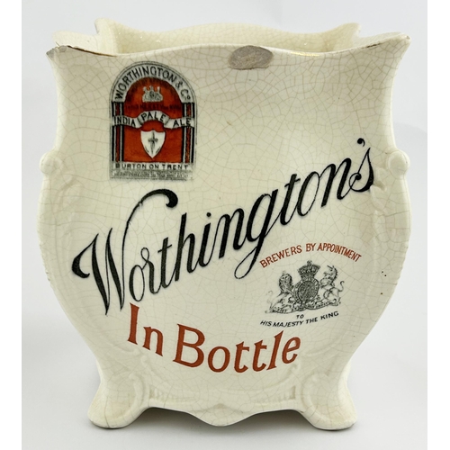 52 - WORTHINGTON INDIA PALE ALE JARDINIERE. 8ins tall. Floral motif to 2 sides & WORTHINGTON/ IN BOTTLE w... 