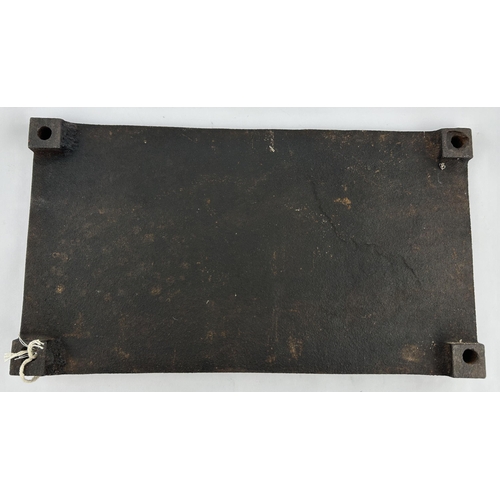 88 - RAILWAY CAST IRON PLATE. 14 x 8ins. Very heavy, embossed lettering with instructions.