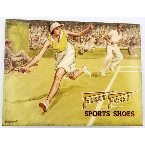 9 - FLEET FOOT SPORTS SHOES LAMINATED STAND UP SHOP SHOWCARD. Fabulous period dressed mixed tennis doubl... 