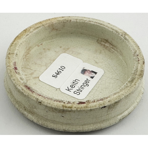 303 - TROUCHETS CORN CURE POT LID. 2.1ins diam. An unusually clear & crisp red transfer - very bright. Lar... 