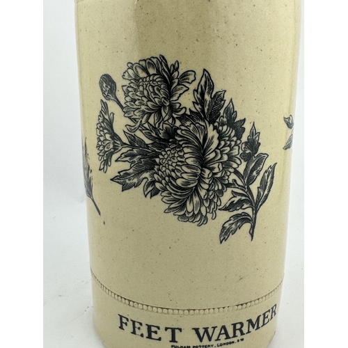 313 - FULHAM POTTERY FEET WARMER. 12.7ins tall. A distinctive & striking variation of a large (2 QT to sho... 