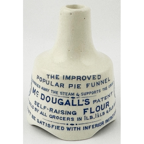 315 - Mc DOUGALLS FLOUR PIE FUNNEL. 3ins tall. White body with highly detailed/ very busy blue transfer en... 