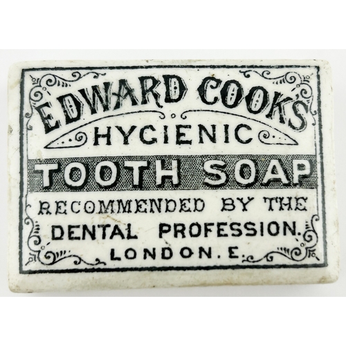 330 - LONDON TOOTH SOAP POT LID. (APL p278, 67a) 2.4 x 1.6 ins diam. Small rectangle, black transfer, soli... 