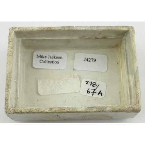 330 - LONDON TOOTH SOAP POT LID. (APL p278, 67a) 2.4 x 1.6 ins diam. Small rectangle, black transfer, soli... 