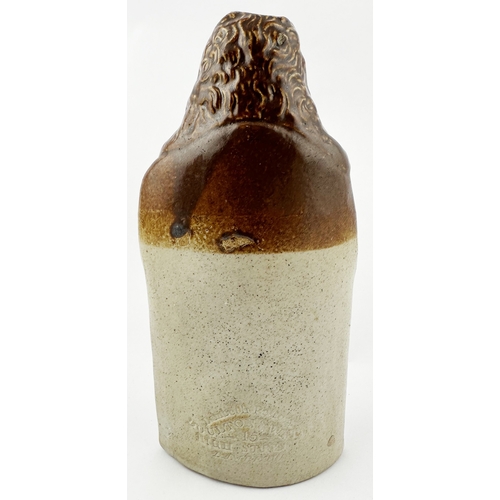 335 - LORD BROUGHAM REFORM FLASK. (AB Reform Flasks p13). 7.1ins tall. T.t, salt glaze. Very well modelled... 