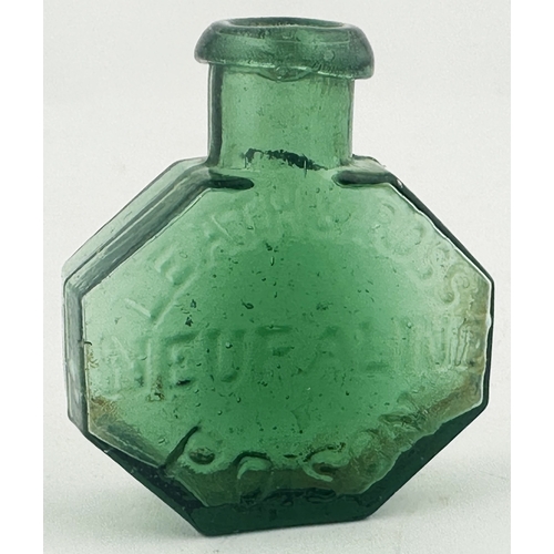 345 - NEURALINE POISON BOTTLE. (DP p40, BN1). 1.65ins tall, flattened octagonal, attractive emerald green ... 