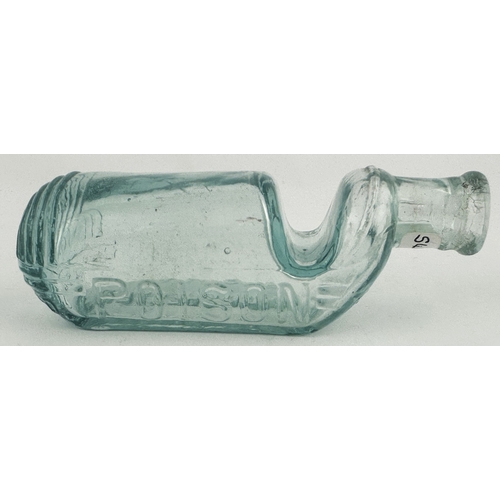 347 - DR MARTINS POISON BOTTLE. (DP p29). 4.5ins long. Aqua glass, heavily embossed 2oz example - embossed... 