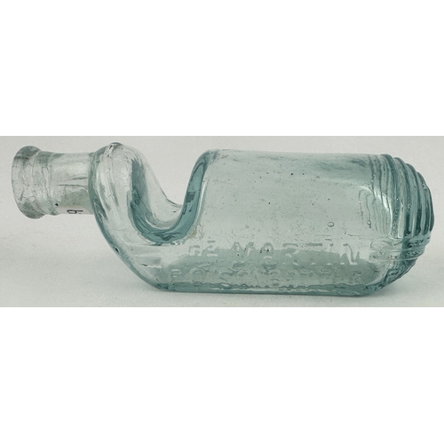 347 - DR MARTINS POISON BOTTLE. (DP p29). 4.5ins long. Aqua glass, heavily embossed 2oz example - embossed... 