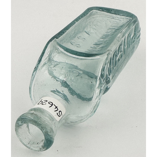 347 - DR MARTINS POISON BOTTLE. (DP p29). 4.5ins long. Aqua glass, heavily embossed 2oz example - embossed... 