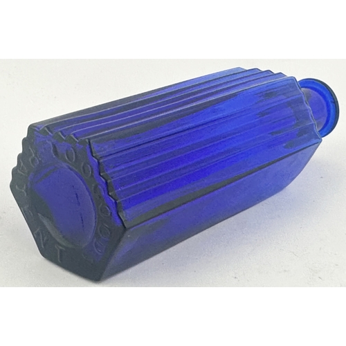 349 - TOOGOOD POISON BOTTLE. (DP p48, SS &T7). 4.9ins tall. Cobalt blue glass, vertically ribbed on three ... 