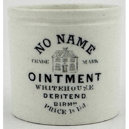 363 - NO NAME DERITEND BIRMINGHAM OINTMENT POT. OP p107. 1.5ins tall. Medium size pot with Whitehouse t.m.... 