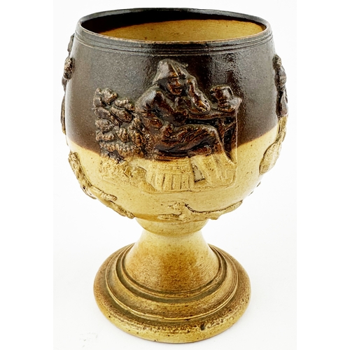 377 - EARLY GOBLET. 5.3ins tall. T.t. salt glaze - top quite dark, lower, lighter area, variating. Various... 