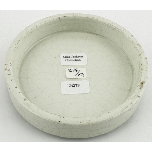 390 - LONDON ANCHOVY PASTE POT LID. (APL p274, 27) 3.5ins diam. Light black transfer, several lines of wri... 